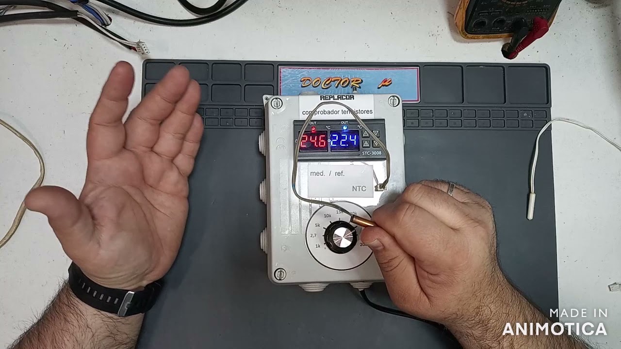 Comprobacion sondas thermistores NTC con comprobador.