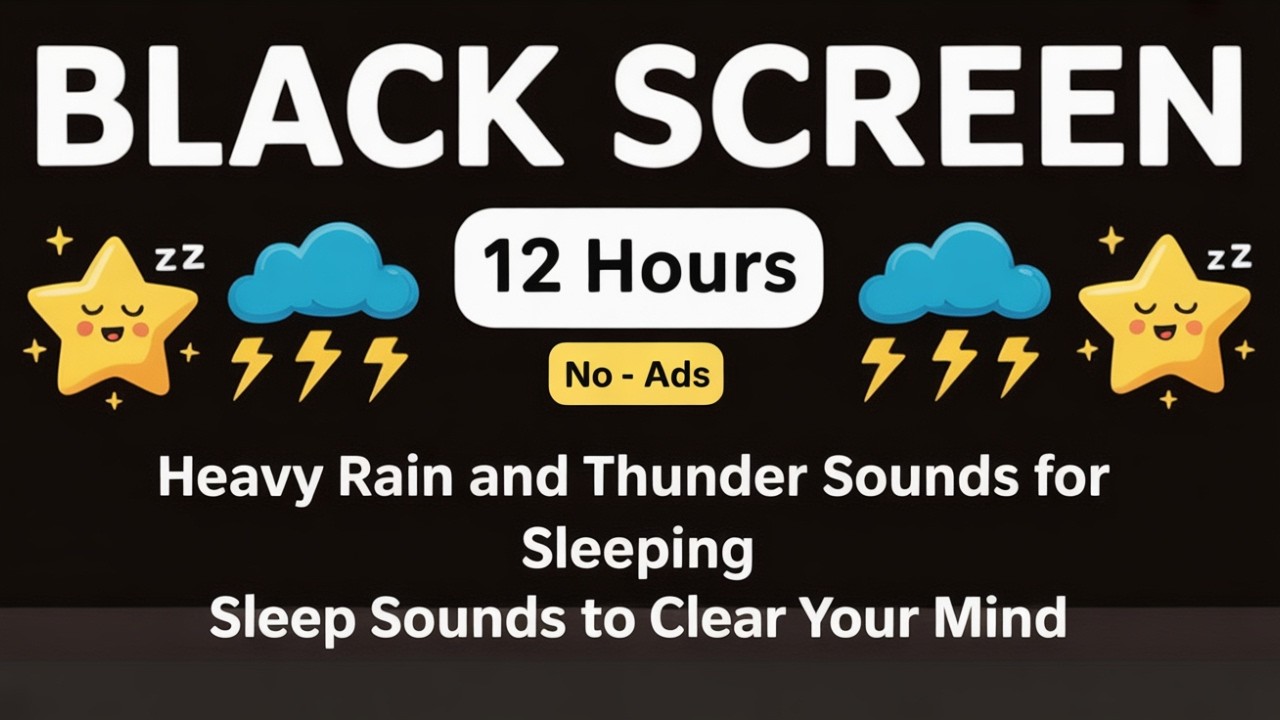 Thunderstorm Sounds with Heavy Rain for Sleeping Peacefully on Black Screen at Night 108