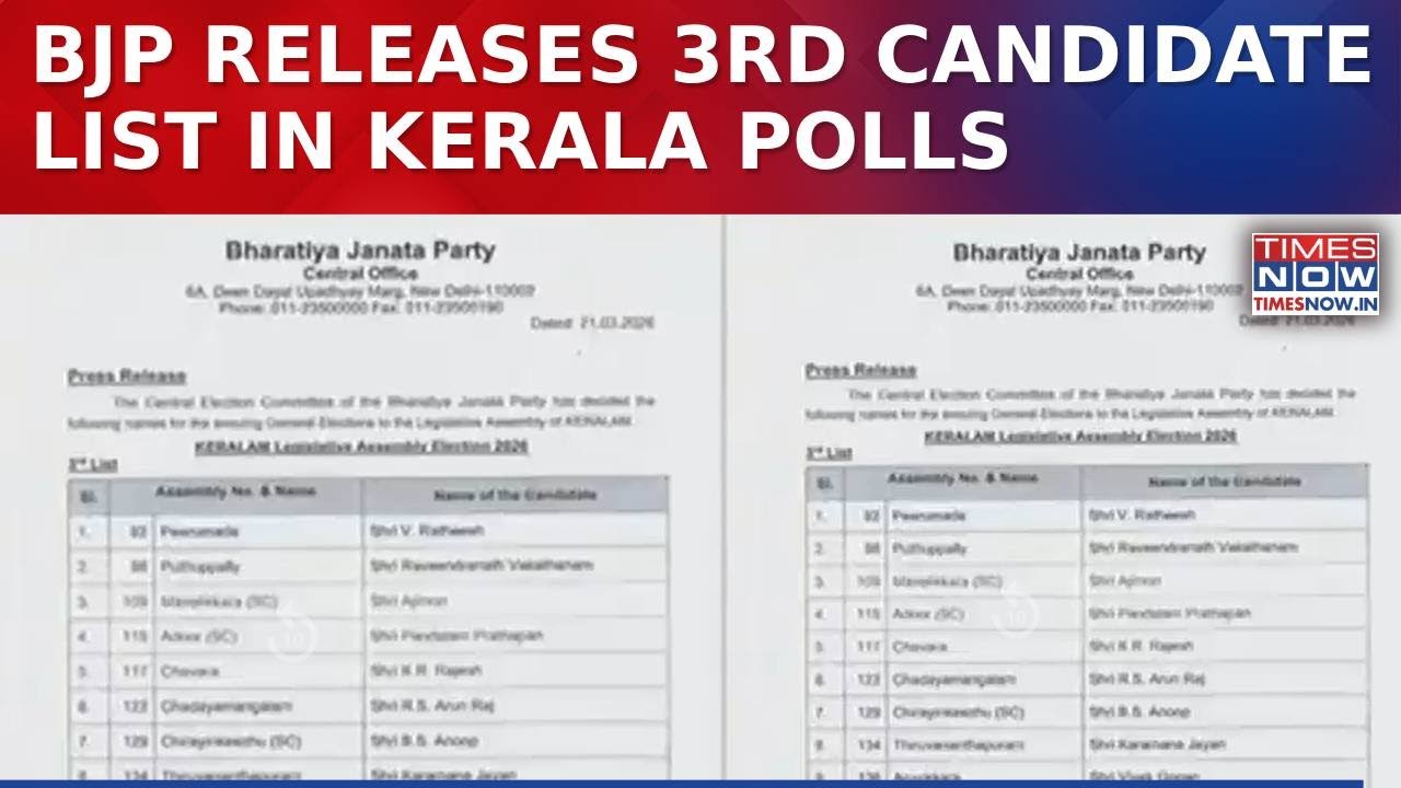 Kerala Assembly Elections: BJP Releases Third List Of 11 Candidates, Key Seats In Focus | Watch