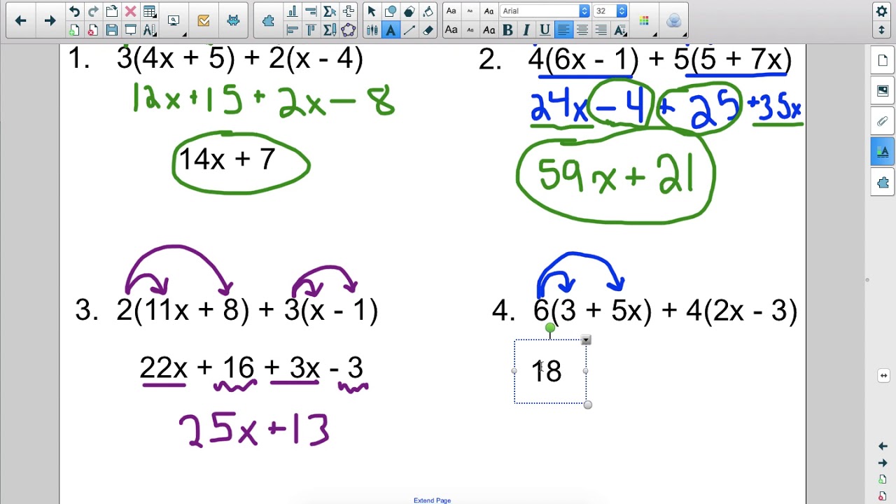 Simplifying Expressions Day 2 - 6th Grade