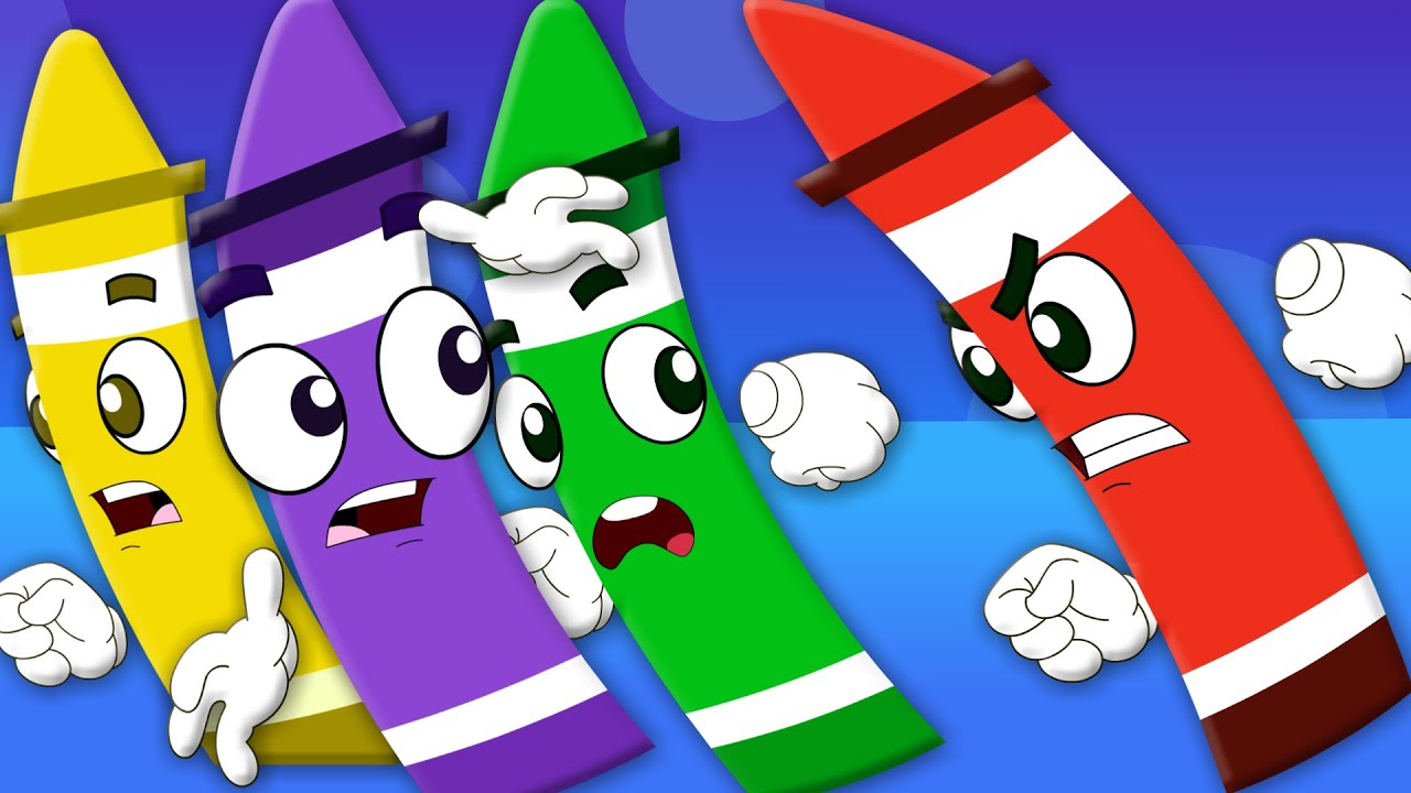 Five Little Crayons | Nursery Rhymes For Kids | Learn Colors | Songs For Childrens
