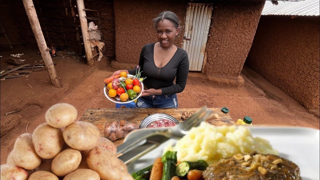 I Cooked Mashed Potatoes & Beef Stew in a Traditional African Homestead 🇰🇪🔥#cooking 