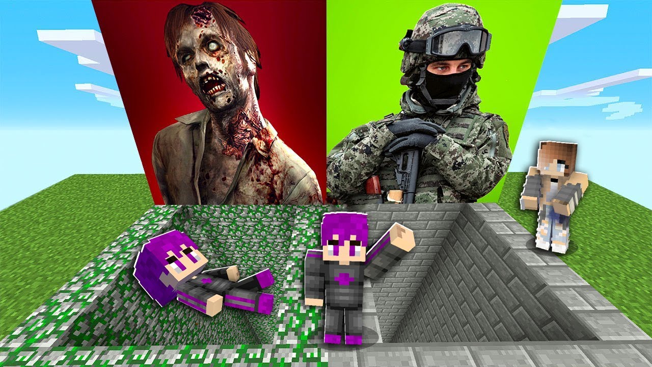 لا تختار الحفرة الخطأ ضد الجيش و الزومبي في ماين كرافت مع سمسمة ...🔥😱