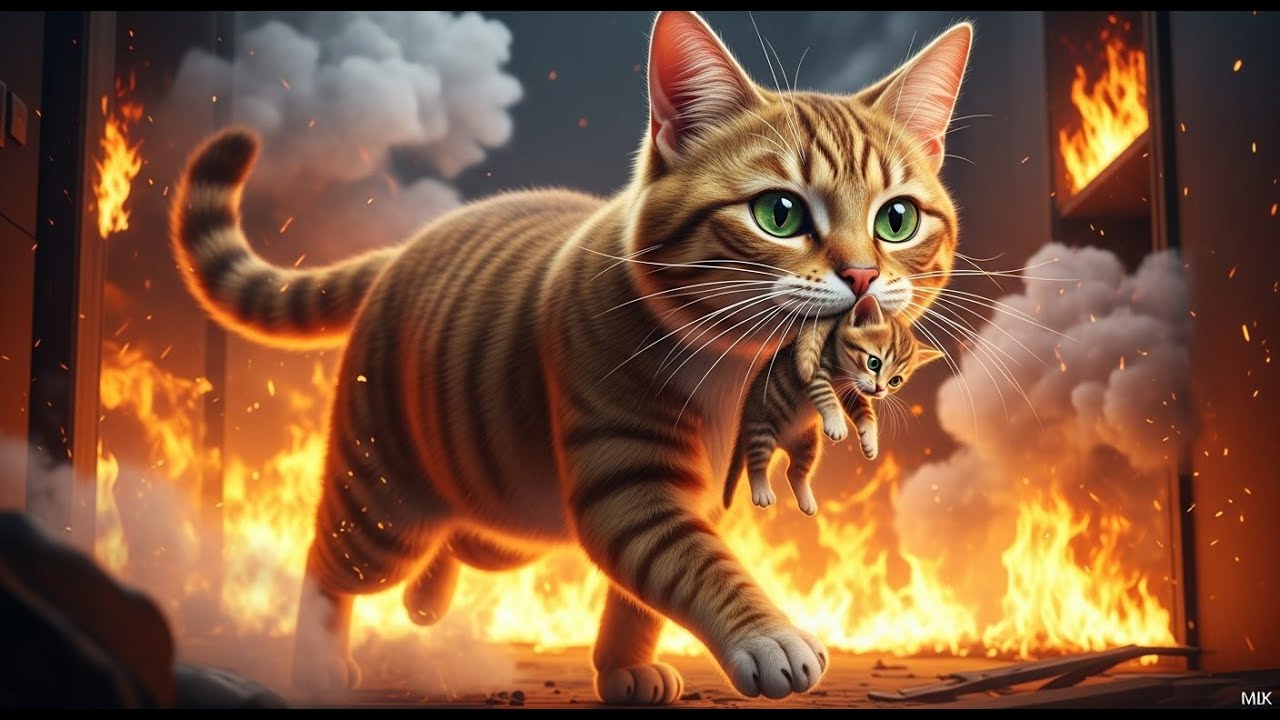 A Mother’s Courage: Mama Cat vs Fire - Heroic Rescue Caught on Camera!