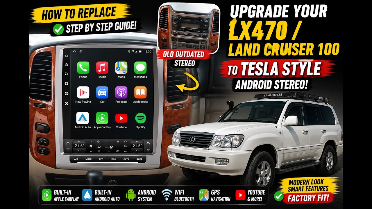 2003-2007 Lexus LX470 | Toyota Land Cruiser 100 Series | Tesla Style Android Stereo Installation