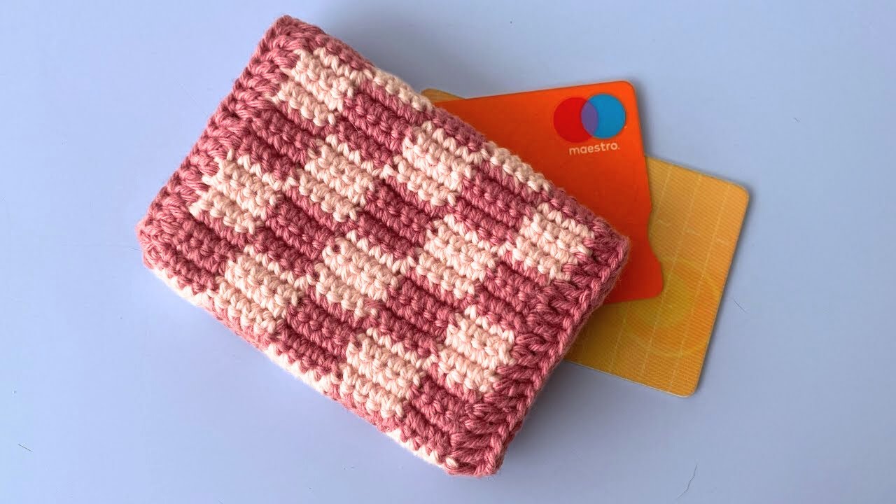 Crochet CARD HOLDER Wallet. Checkered Pattern Tutorial