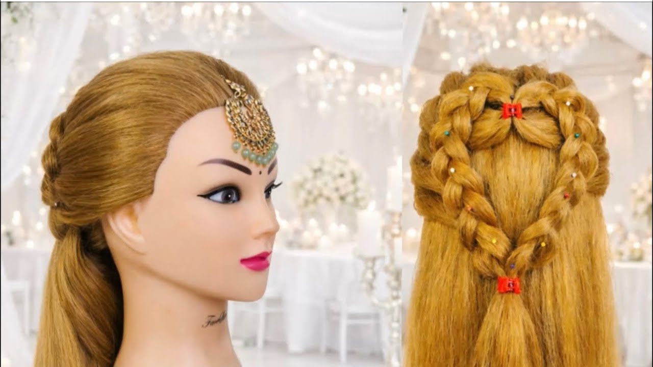 Elegant Wedding Hairstyle | Heart Shape Braid | Bridal White Look Hairstyle