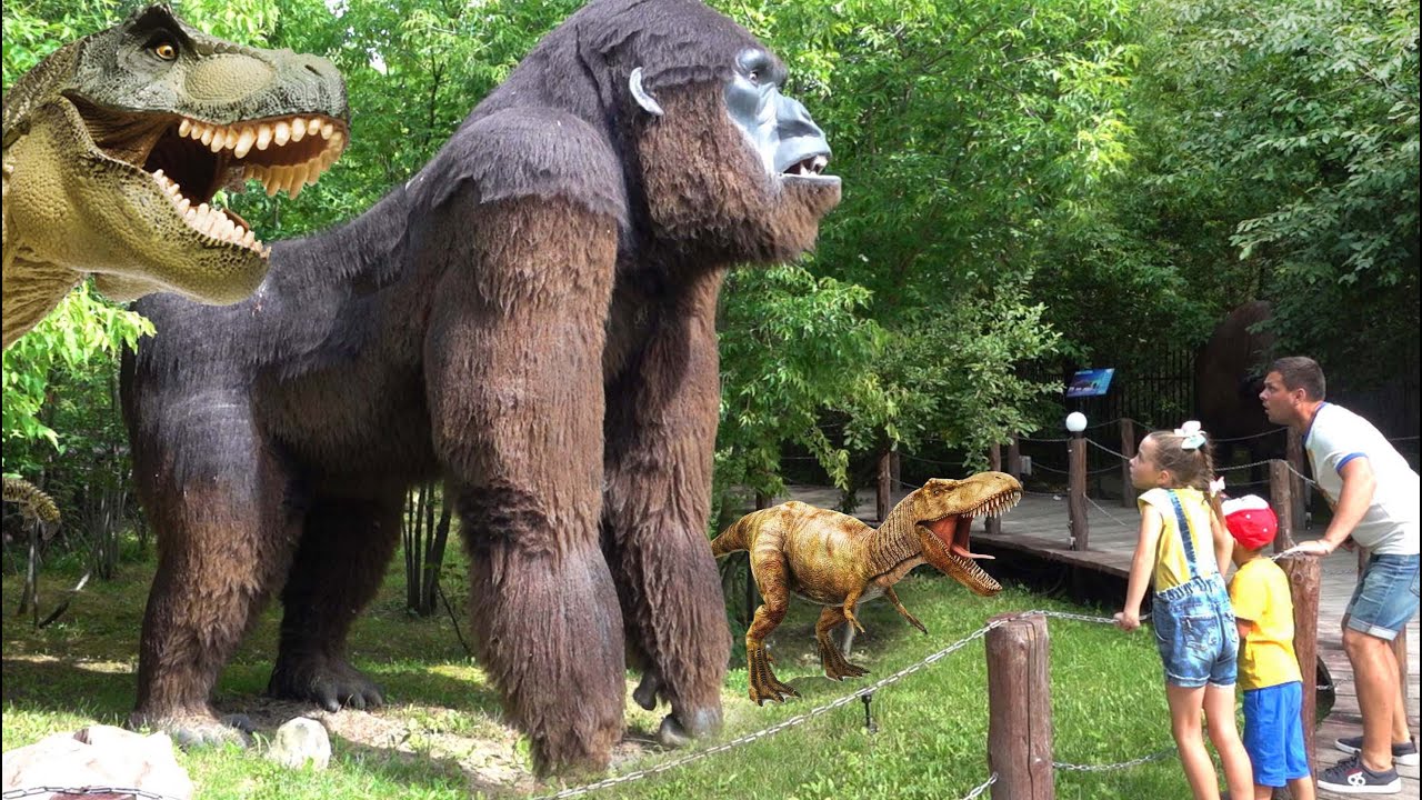 Sofia in the Dinosaur Park with her family