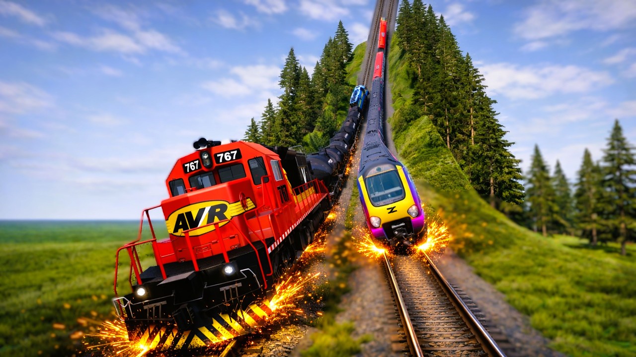 Extreme Train Crashes # 28 ( Impossible big loop! ) | @beamng | Premium video!