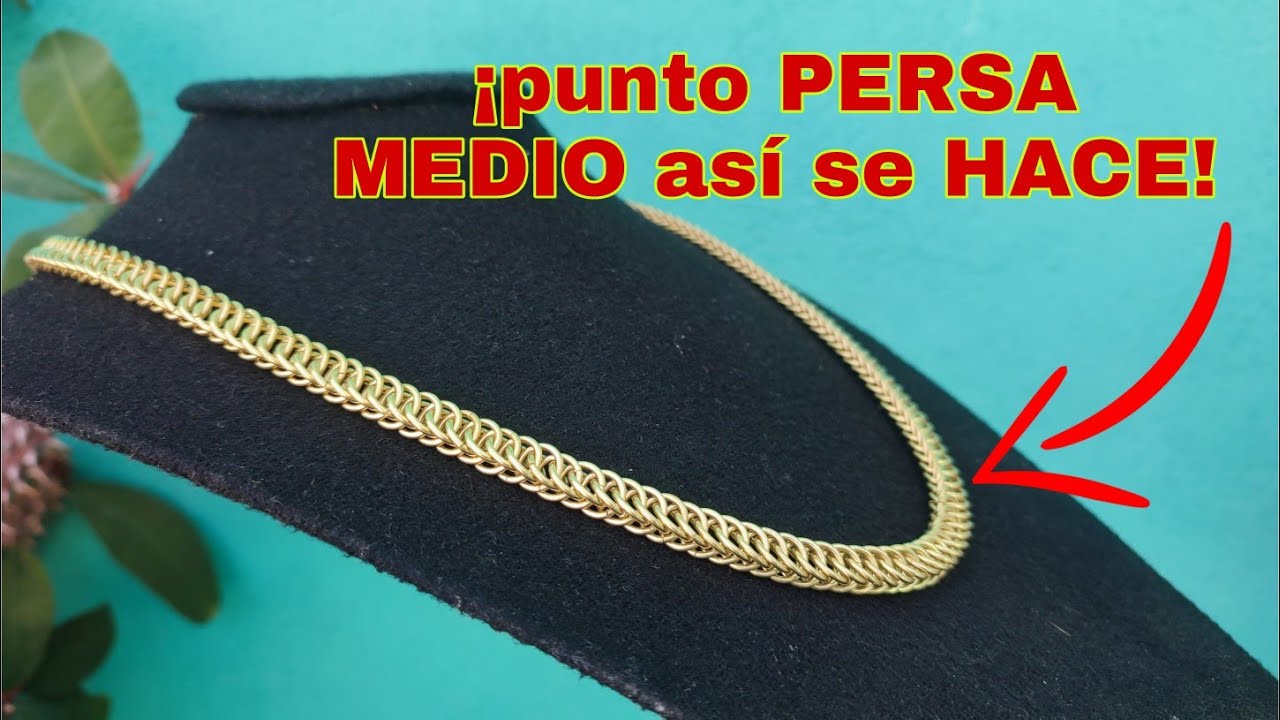 CADENA hecha con LATÓN| cómo HACER una cadena punto PERSA MEDIO| HALF PERSIAN CHAIN| CADENA 2 el 1.