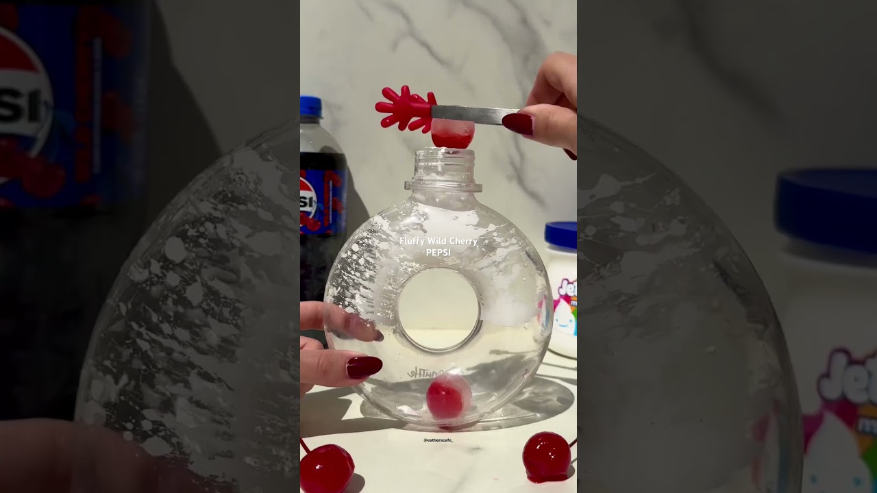 🍒☁️ Fluffy Wild Cherry PEPSI ASMR | IG: estherscafe_ | #pepsi #iceasmr #estherscafe