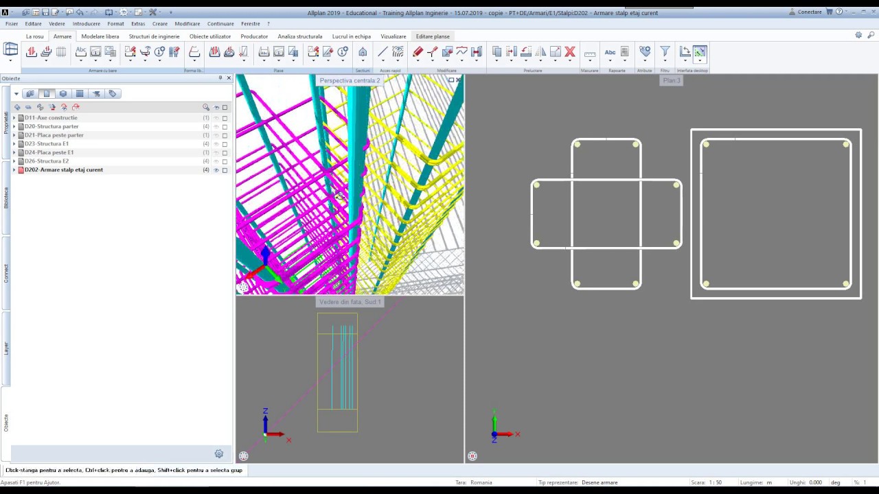 Armare 3d stalp utilizand  Python Parts.  Detaliere stalp