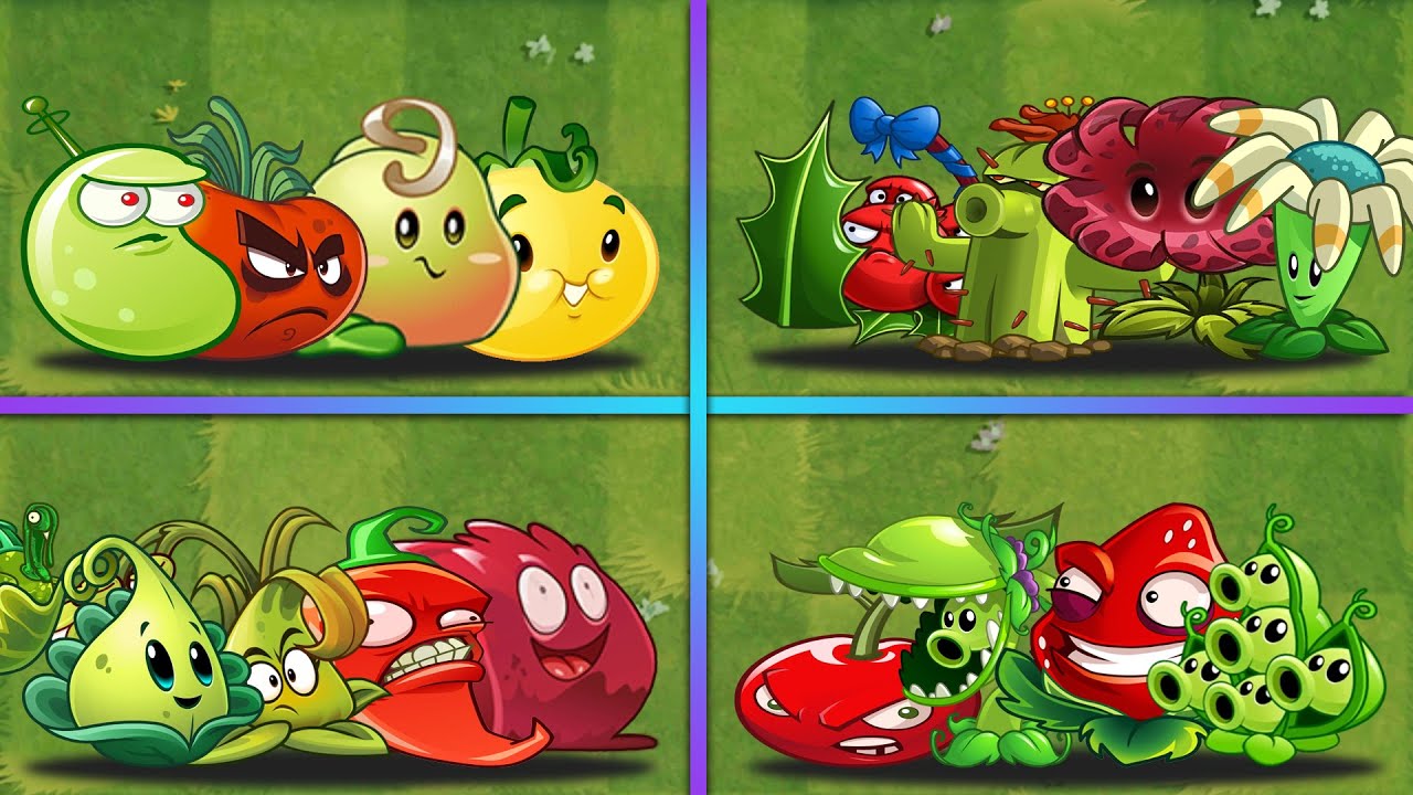 Best 4 Team GREEN & RED Plants vs Team Zombie - Who Will Win? - PvZ 2 Team Plants Battlez