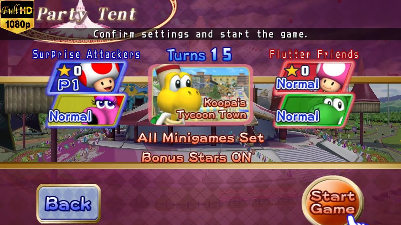 Mario Party 8 - Tag Battle - Koopa's Tycoon Town - Toad and Birdo vs Toadette and Yoshi