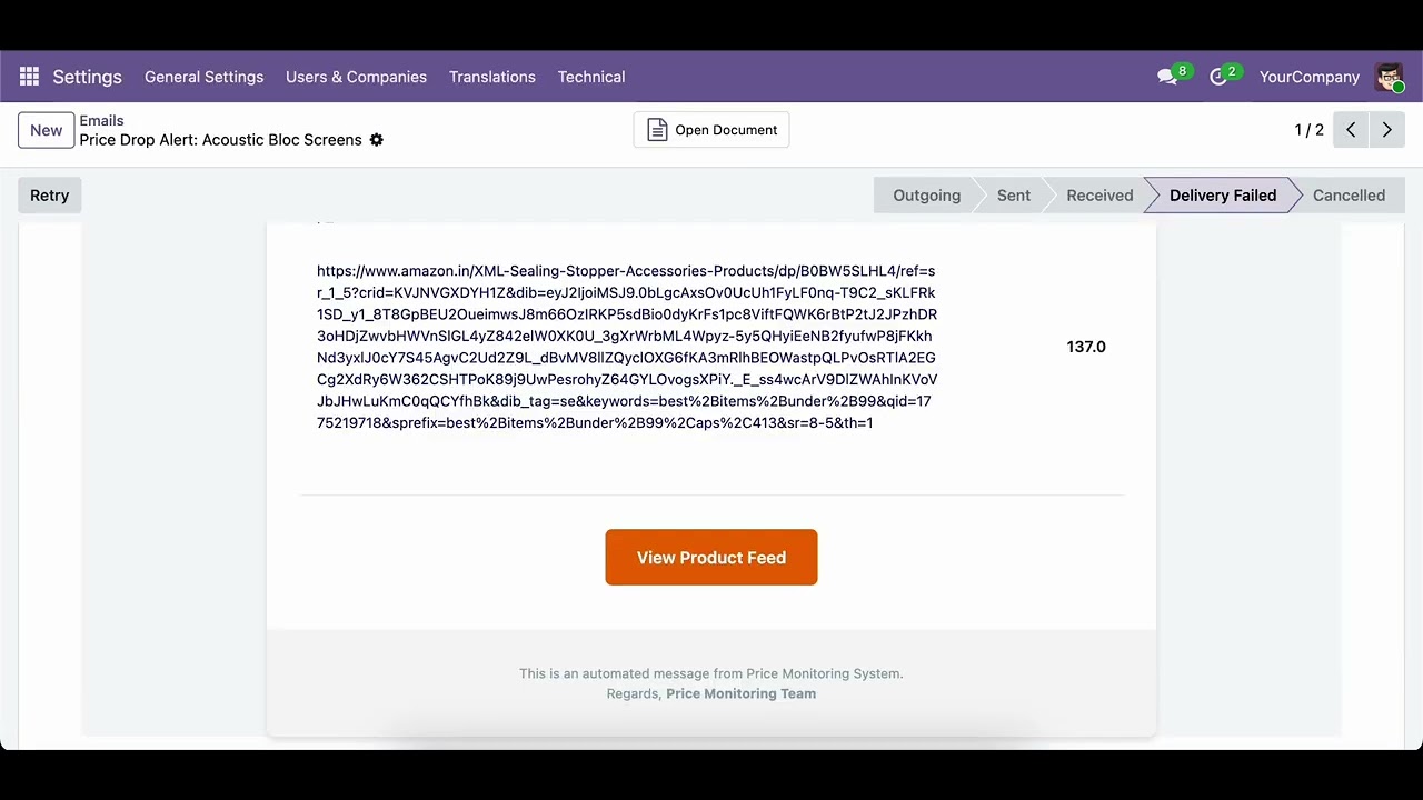 Competitor Price Monitoring Odoo