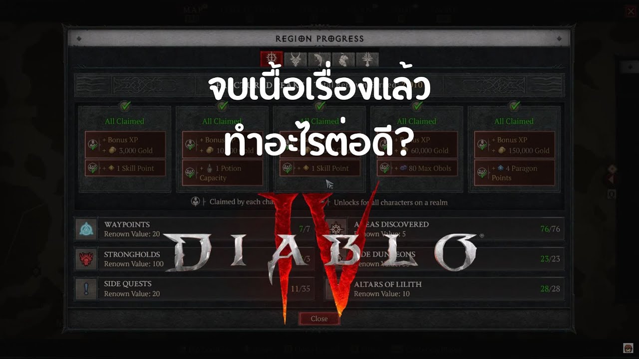 หลังจบเนื้อเรื่องแล้วควรทำอะไรต่อดี ? - Diablo 4 Guide
