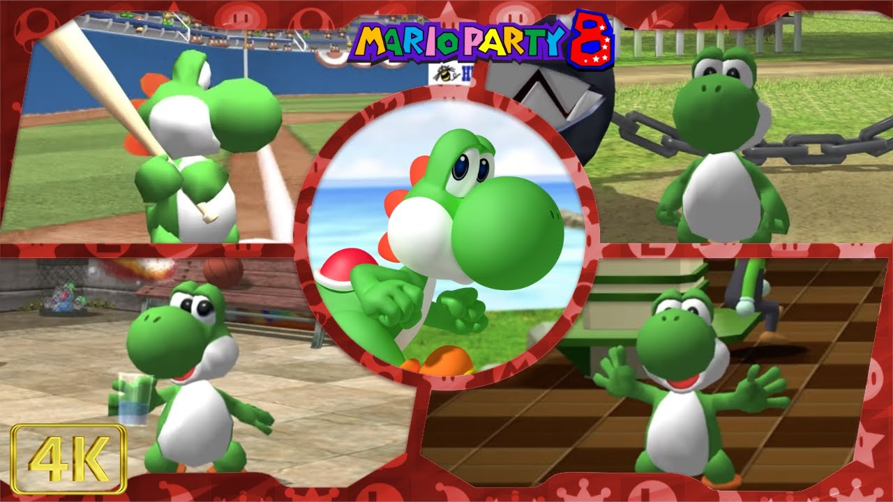 All Minigames (Yoshi gameplay) | Mario Party 8 for Wii ⁴ᴷ