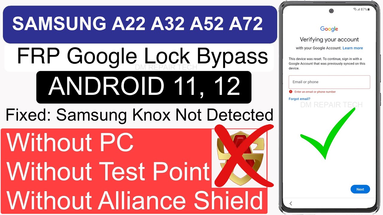 Samsung Galaxy A22/A32/A52/A72 Frp Bypass Android 11 2022 Without PC Without knox NO Alliance Shield