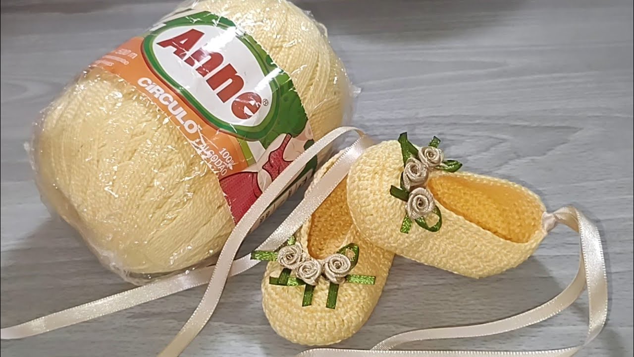 SAPATINHO DE CROCHÊ BAILARINA - 9 CM - LINHA ANNE
