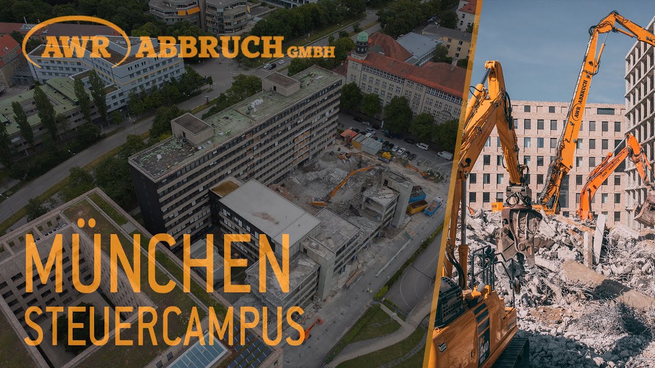 Abbruch in M&uuml;nchen: Liebherr R950 & R974 Bagger im Einsatz