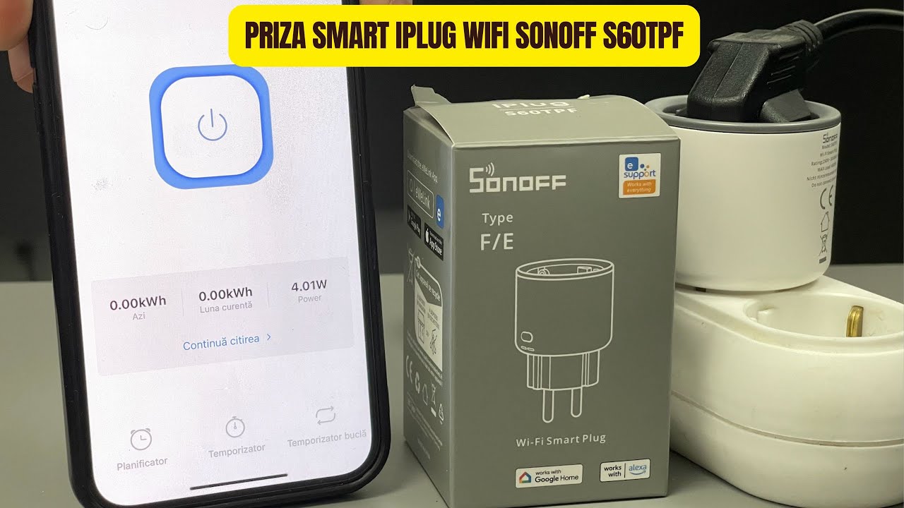 Priza smart iPlug WiFi Sonoff S60TPF, 4000W, 16A