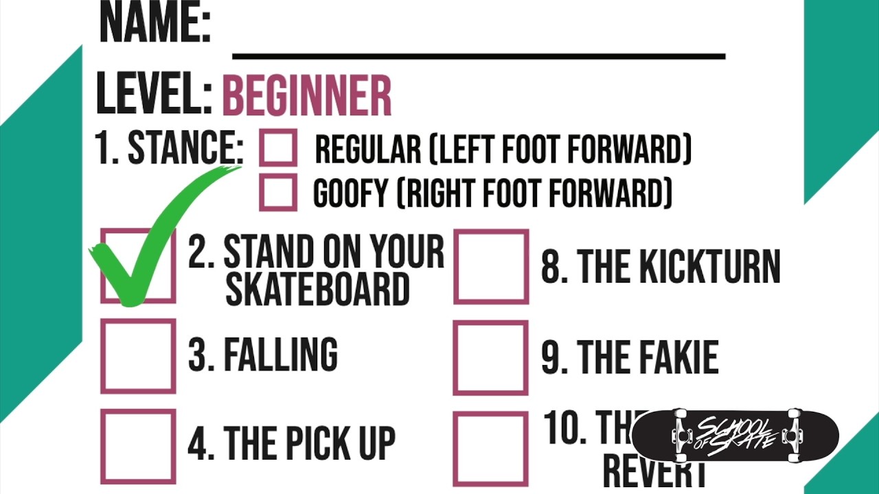 Beginner skill 2. Stand on your skateboard