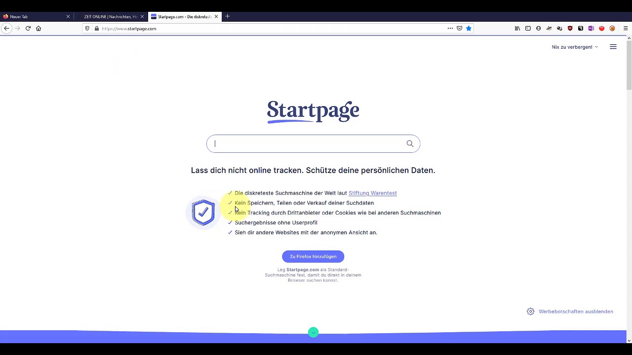 Mozilla Firefox_Die Suchmaschine www.startpage.com als Startseite einrichten