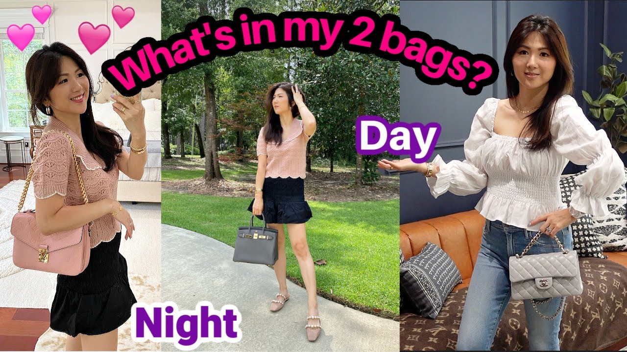 WHAT'S IN MY 2 BAGS & 2 LOOKS? | DAY & Night | CHANEL SMALL CLASSIC / HERMES Birkin 30 | CHARIS❤️
