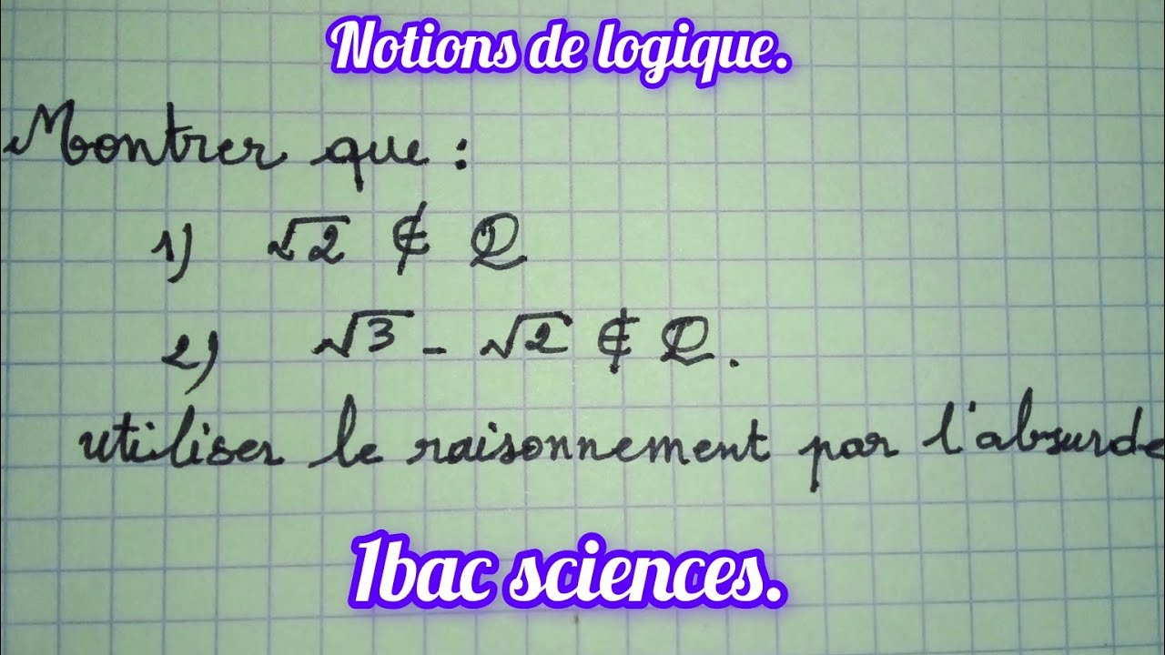 Logique mathématique : raisonnement par l'absurde. 1bac.