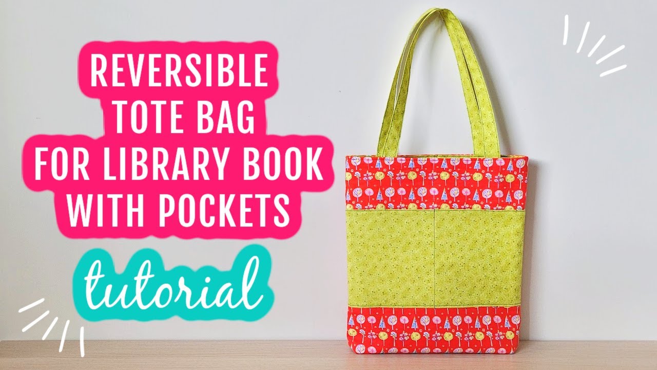 Reversible Library Tote Bag Tutorial #minibags #bookbag #totebagtutorial
