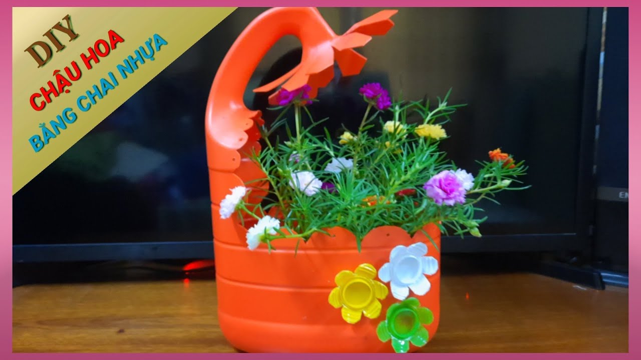 Làm Chậu Hoa Bằng Chai Nhựa | Ý tưởng Với Nắp Chai  | #71 | Trồng Hoa Mười Giờ | DongThy TV