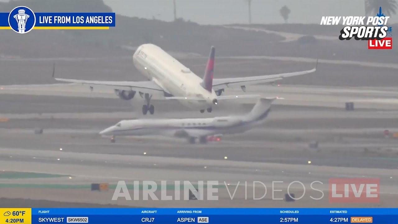 Harrowing footage shows Gonzaga team plane, Delta jet near-miss on LAX runway