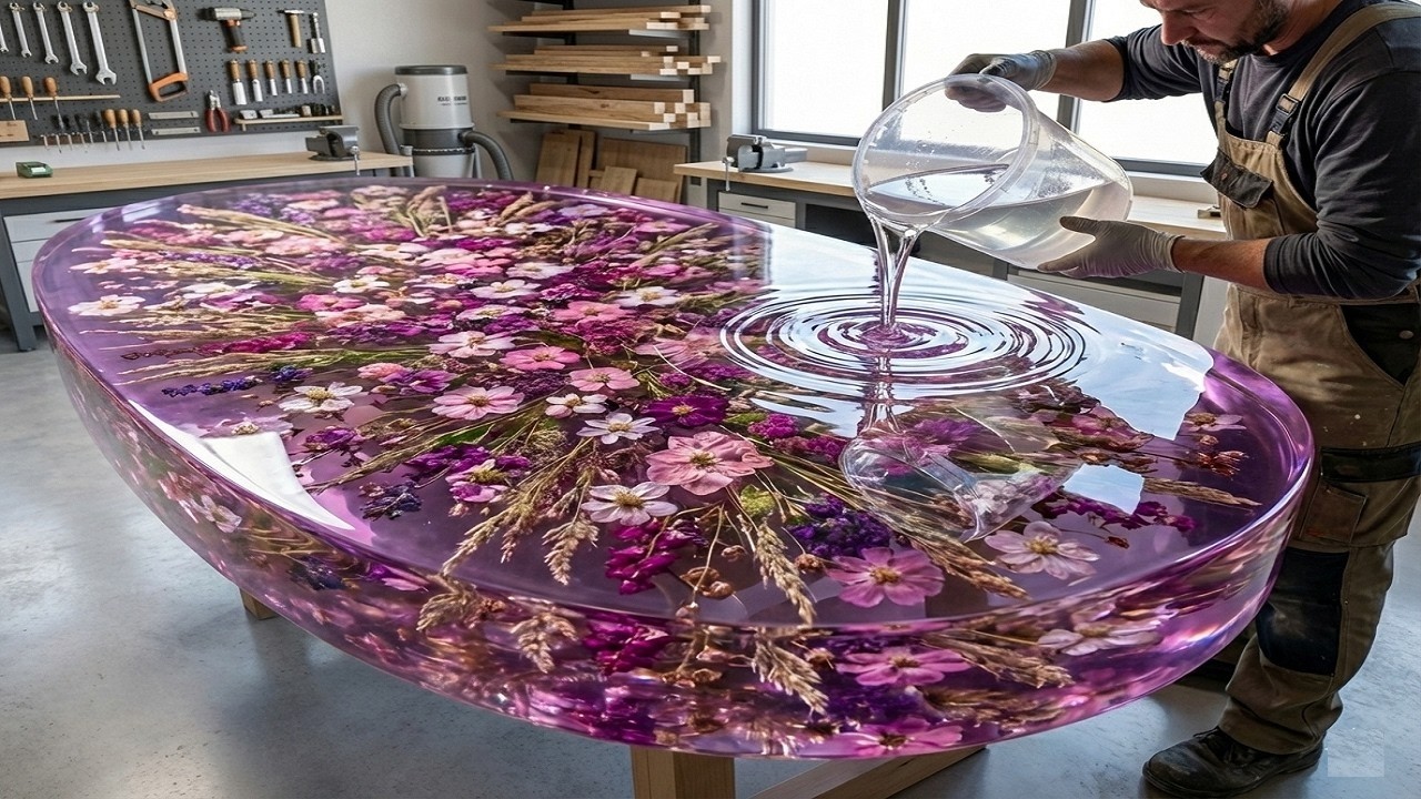 I Came Up With The Idea Of ​​Making A Flower Table Out Of Epoxy Wood // My Favorite Art Project