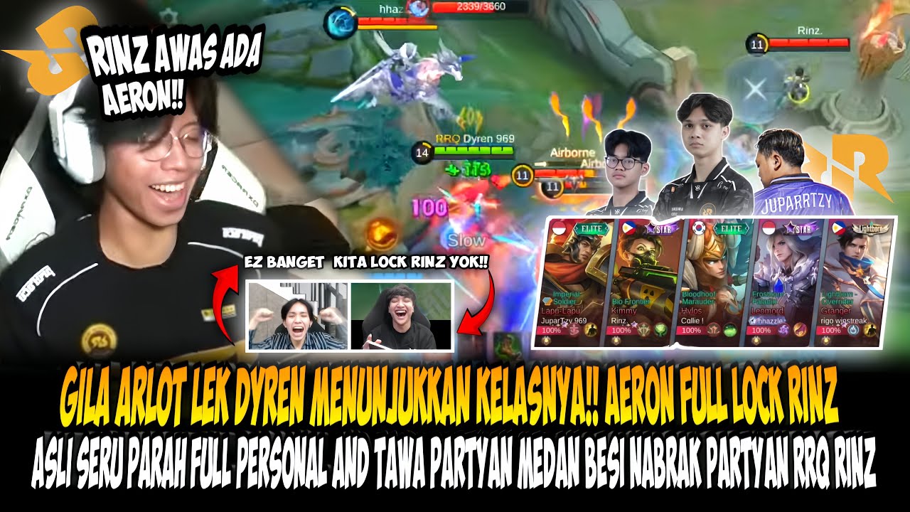 GILA SERU PARAH PARTYAN MEDAN BESI NABRAK PARTYAN RRQ RINZ!! AERON FULL PERSONAL SAMA RINZ?!