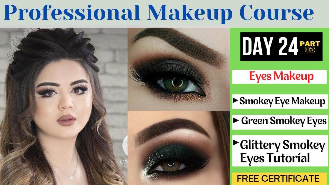 Day 24 Part 2 Professional Makeup Course Smokey Eyes Makeup || Glittery Smokey Eyes Makeup Tutorial