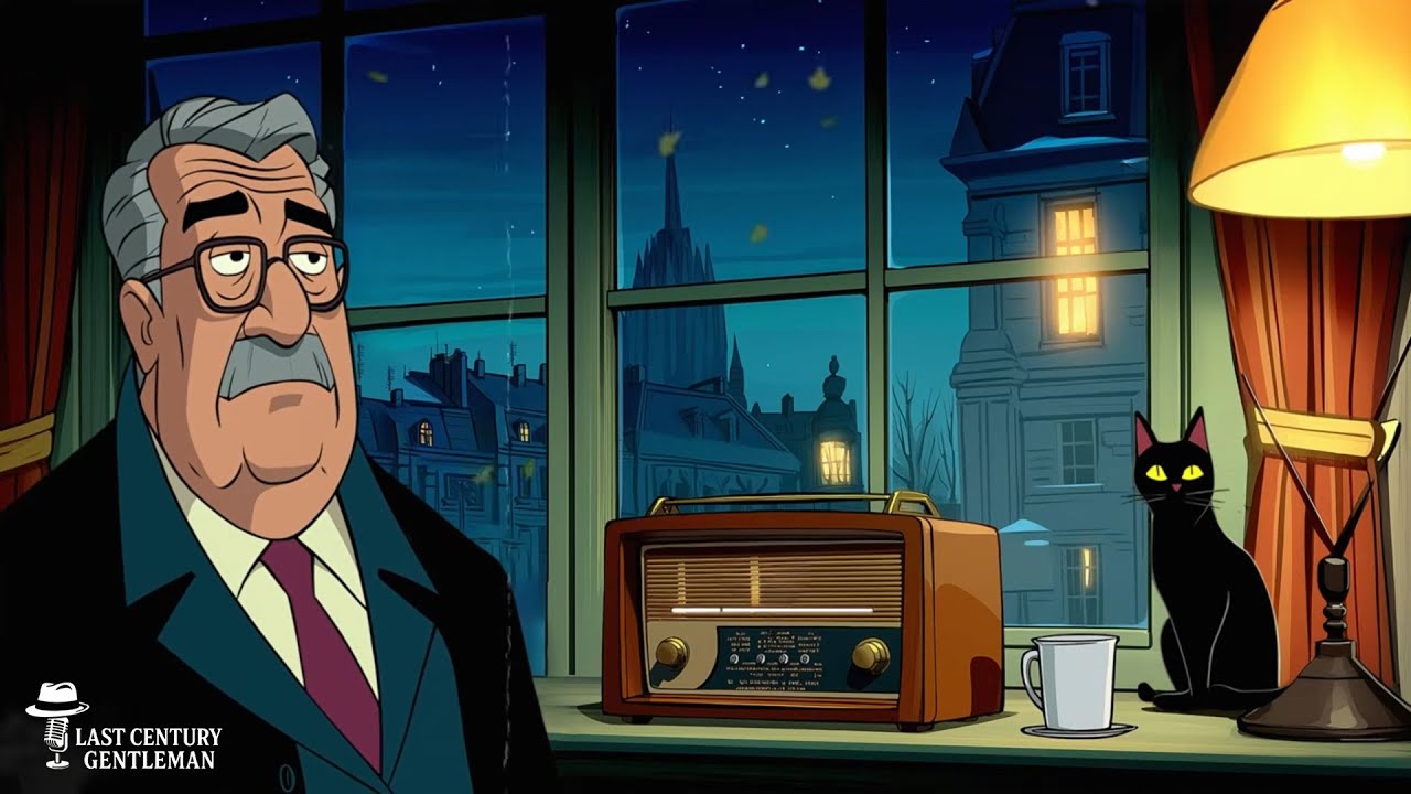 Oldies playing on the radio | A gentleman's solitary night with his black cat