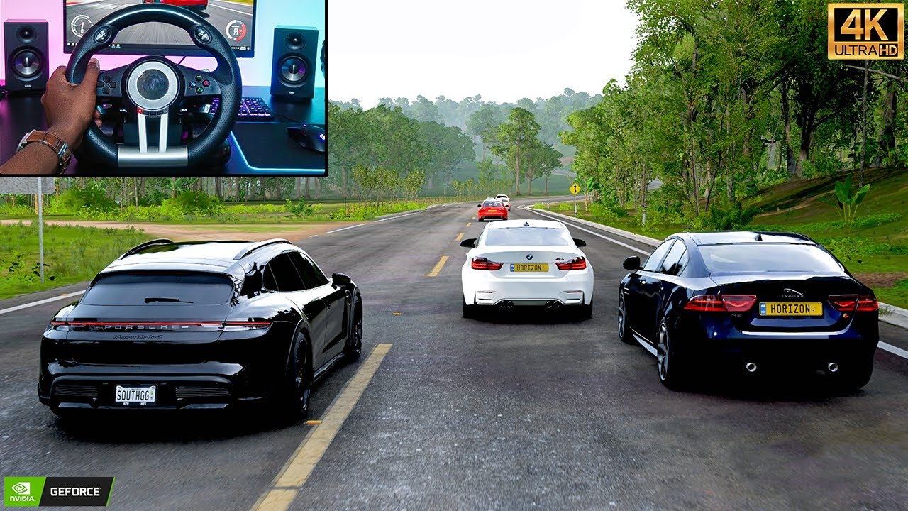 832HP Porsche Taycan Cross Turismo Turbo S - Forza Horizon  5 | Steering Wheel Gameplay | 4K60FPS