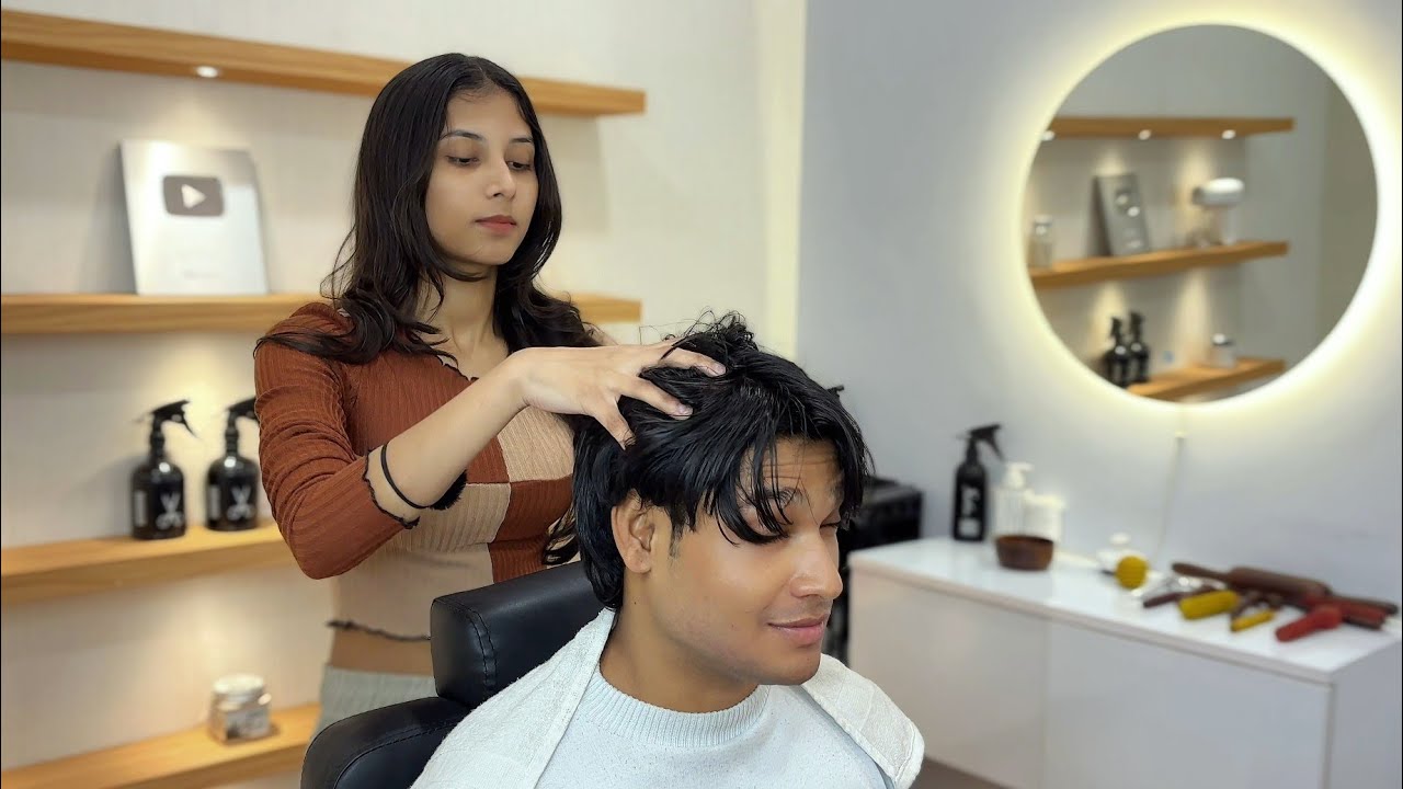 My Subscriber Visited My Studio For HEAD MASSAGE💆🏻‍♂️-SHIVU BARBER | asmr massage ✨️