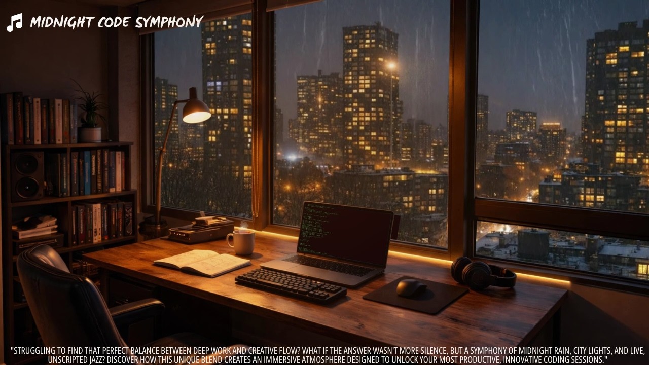 Midnight Code Symphony | Rain, City Lights & Jazz Productivity