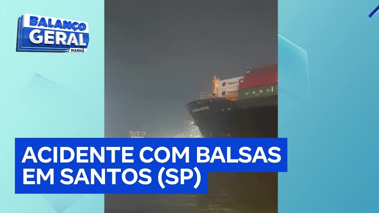 Navio bate em balsas no Porto de Santos e tripulantes pulam para se salvar