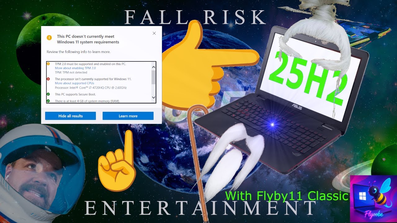 Installed Windows 11 25H2 on my OLD Tester Laptop with Flyby11.  Quick simple Tutorial.