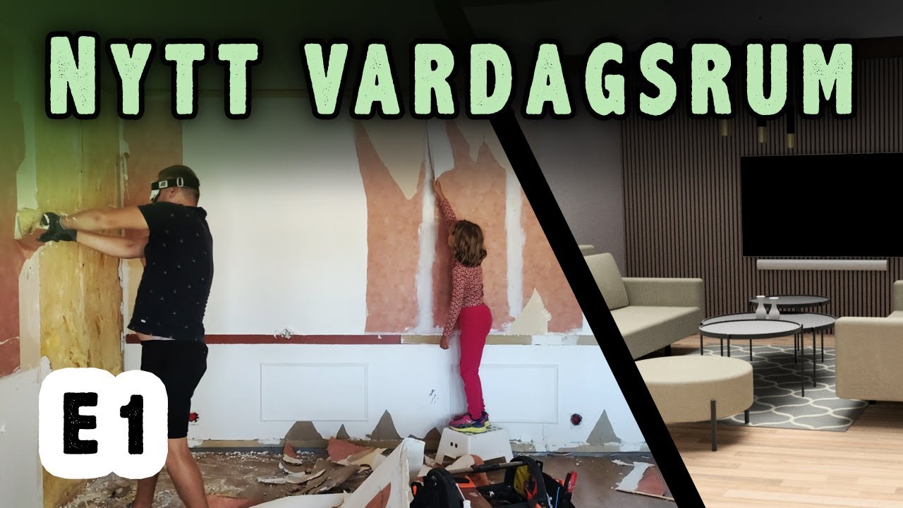 Renovering av vardagsrum - E1 - Riva väggar och tak