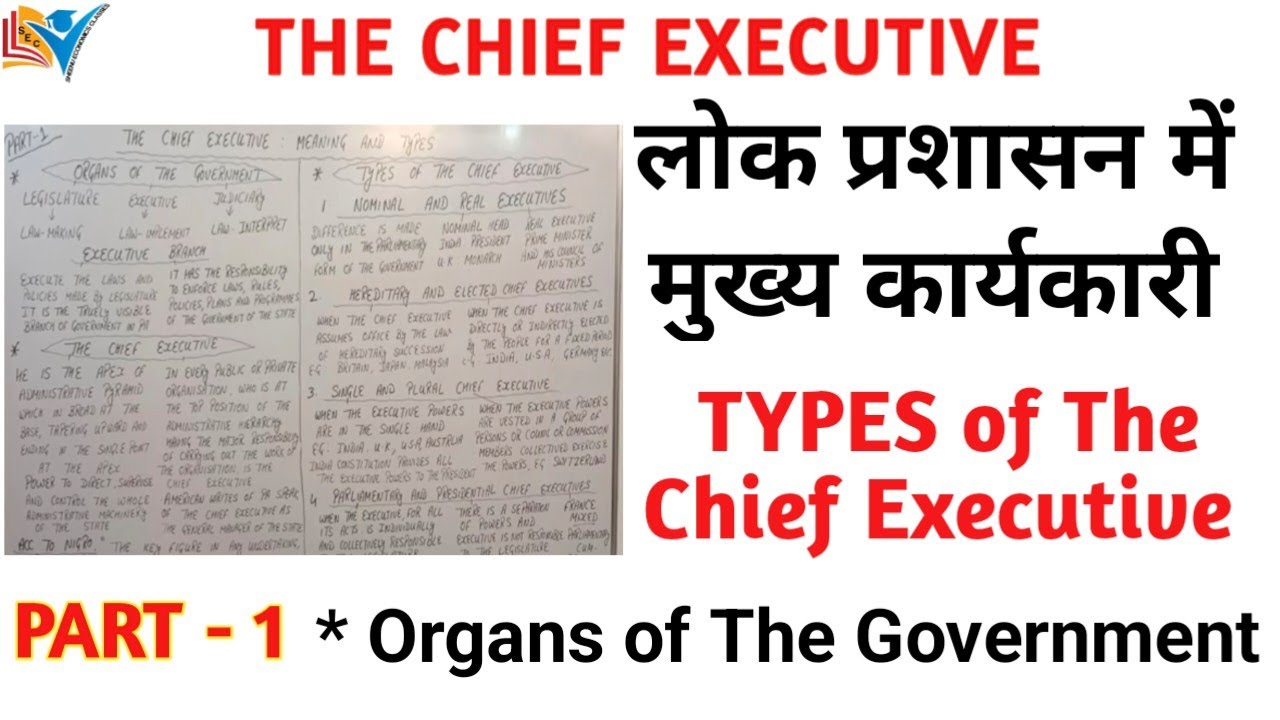 The Chief Executive | Meaning | Types | Public Administration| Part - 1/3
