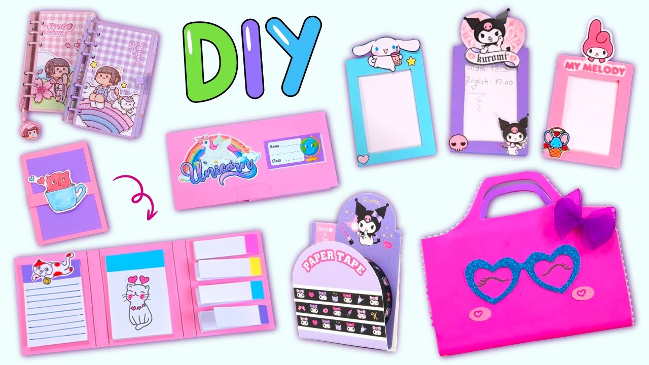 POMYSŁY NA MATERIAŁY PIŚMIENNICZE DIY - NOTATNIK SANRIO - PIÓRNIK Z JEDNOROŻCEM