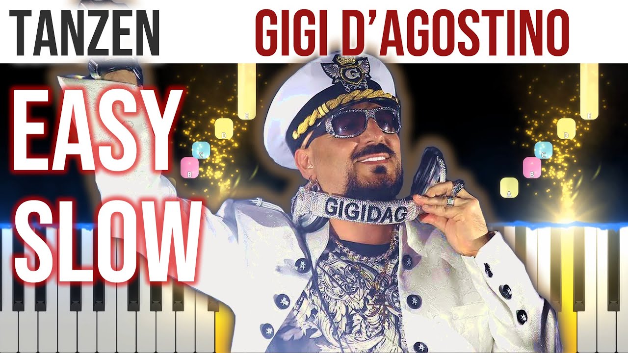 Tanzen - Gigi D'Agostino - EASY SLOW Piano Tutorial 🎹 - video 4K🤙