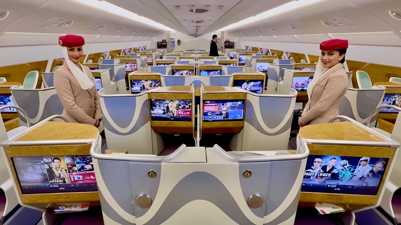Emirates A380 Business Class from Dubai to Bali | Full Flight Experience (4K)
