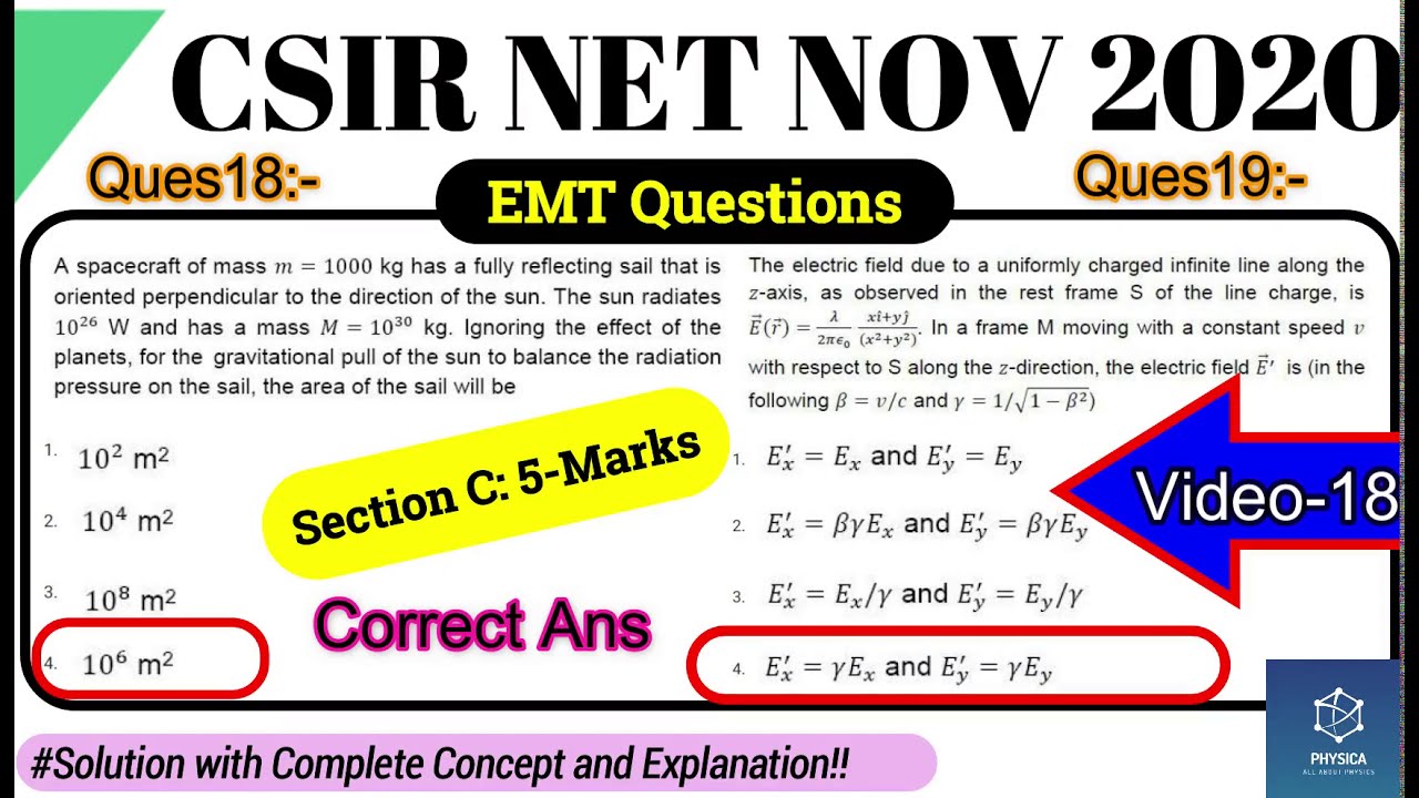 18. Electromagnetic Theory Solutions| CSIR NET NOV 2020| Section-C: 5-Marks| Complete Solution| NTA