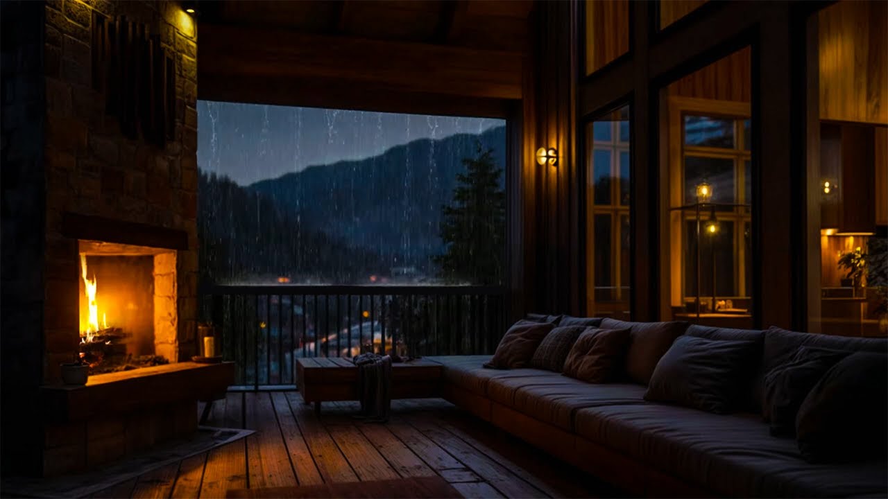 Peaceful Evening by the Fire 🔥🌧️ Rain Sounds to Reduce Stress and Sleep Better
