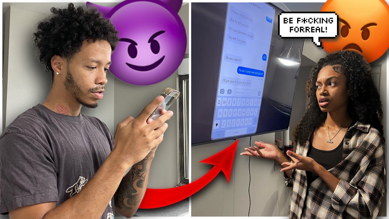 SCREEN MIRRORING MY CHEATING TEXT MESSAGES PRANK ON GIRLFRIEND!😳 *GOT KICKED OUT*💔