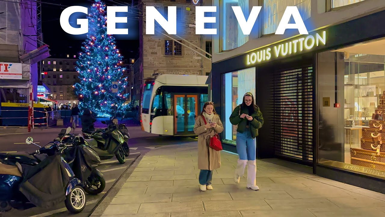 [4K] Geneva, Switzerland Saturday Night Life | Geneva Night Walking Tour | Such a Beautiful City🇨🇭